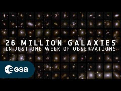 This is a zoomed-in portion of Euclid's image of its Deep Field South at 70x. It's swarming with galaxies, and Euclid has already found more than 11 million in the field. A gravitational lens is also visible in the center